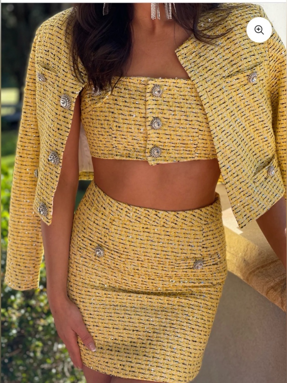 JOSEPHINE THREE PIECE SET Sequin tweed 3 pc suit size Large
